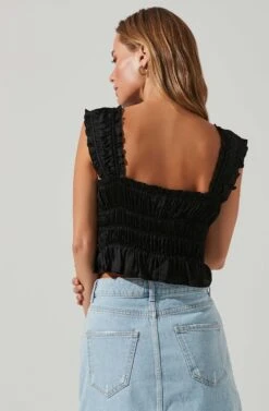 Rosita Smocked Top -Chic Ladies Wear Shop ACT17543VR BLACK 4