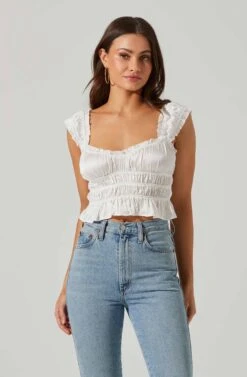 Rosita Smocked Top -Chic Ladies Wear Shop ACT17543VR WHITE 1 2