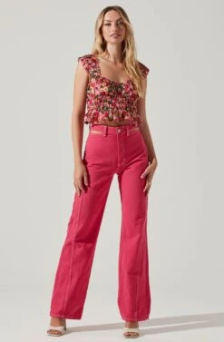 Rosita Floral Smocked Top -Chic Ladies Wear Shop ACT17543 REDMULTIFLORAL 1