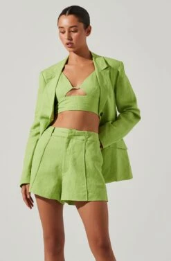 Ayra Front Button Blazer 38 Ayra Front Button Blazer -Chic Ladies Wear Shop ACT17557 KIWI 3