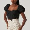 Paola Sweetheart Bustier Puff Sleeve Top 1 Paola Sweetheart Bustier Puff Sleeve Top -Chic Ladies Wear Shop ACT17560S BLACK 2