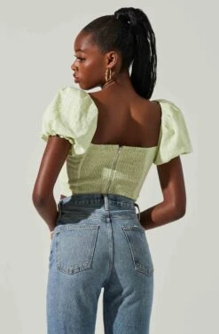 Paola Sweetheart Bustier Puff Sleeve Top -Chic Ladies Wear Shop ACT17560S LIME 4