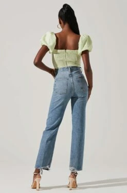 Paola Sweetheart Bustier Puff Sleeve Top -Chic Ladies Wear Shop ACT17560S LIME 5