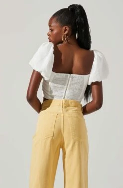 Paola Sweetheart Bustier Puff Sleeve Top -Chic Ladies Wear Shop ACT17560S WHITE 3