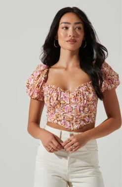 Paola Floral Puff Sleeve Top -Chic Ladies Wear Shop ACT17560 COPPERLILACMULTI 3 5dcdadfa 9f81 465f 87d8 4f6565829d35