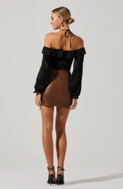 Allison Off Shoulder Halter Long Sleeve Top -Chic Ladies Wear Shop ACT17563 BLACK 6