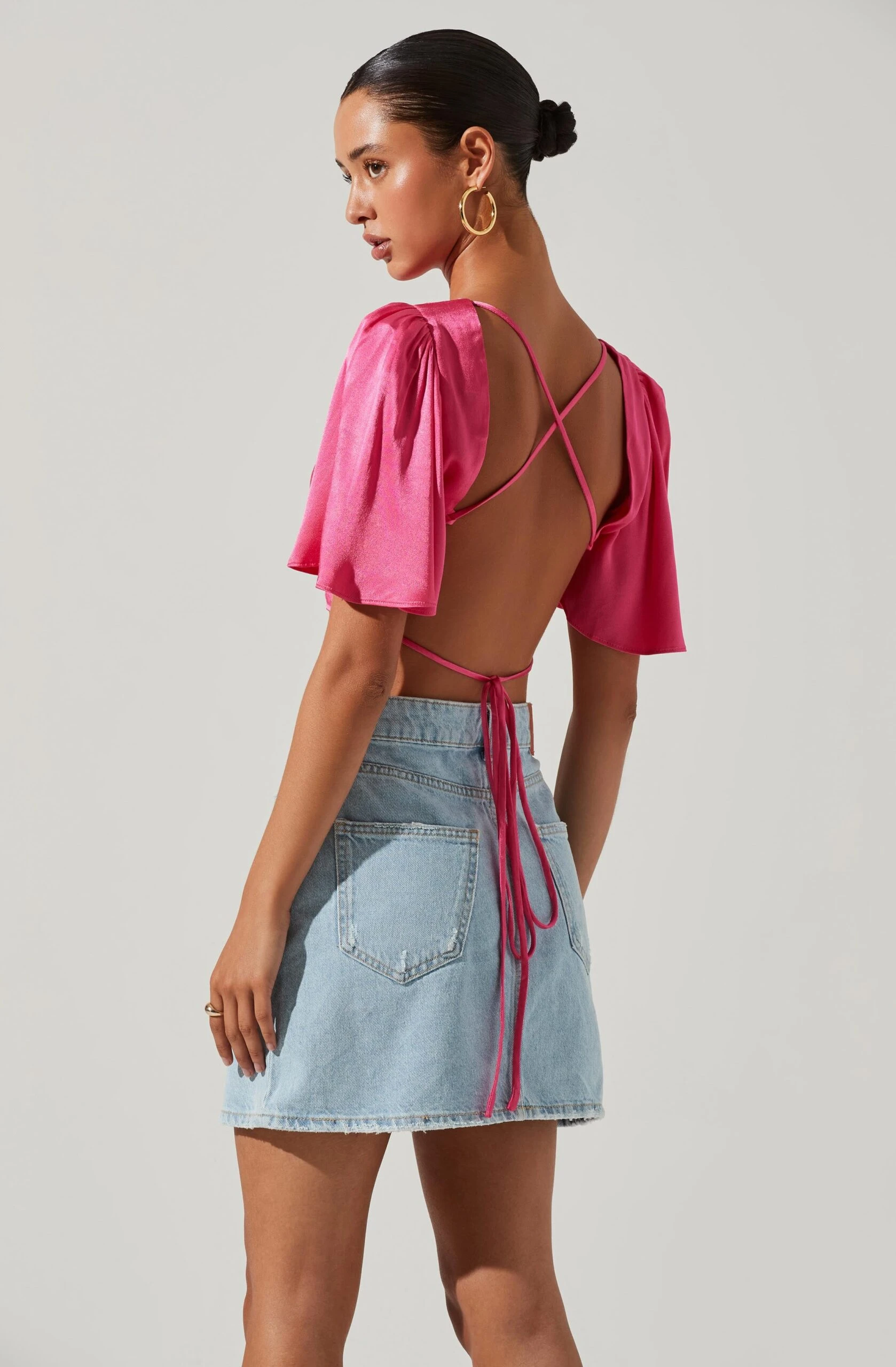 Zita Satin Open Back Crop Top 3 Zita Satin Open Back Crop Top