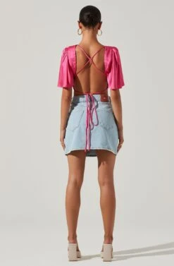 Zita Satin Open Back Crop Top 8 Zita Satin Open Back Crop Top -Chic Ladies Wear Shop ACT17574R BRIGHTPINK 4