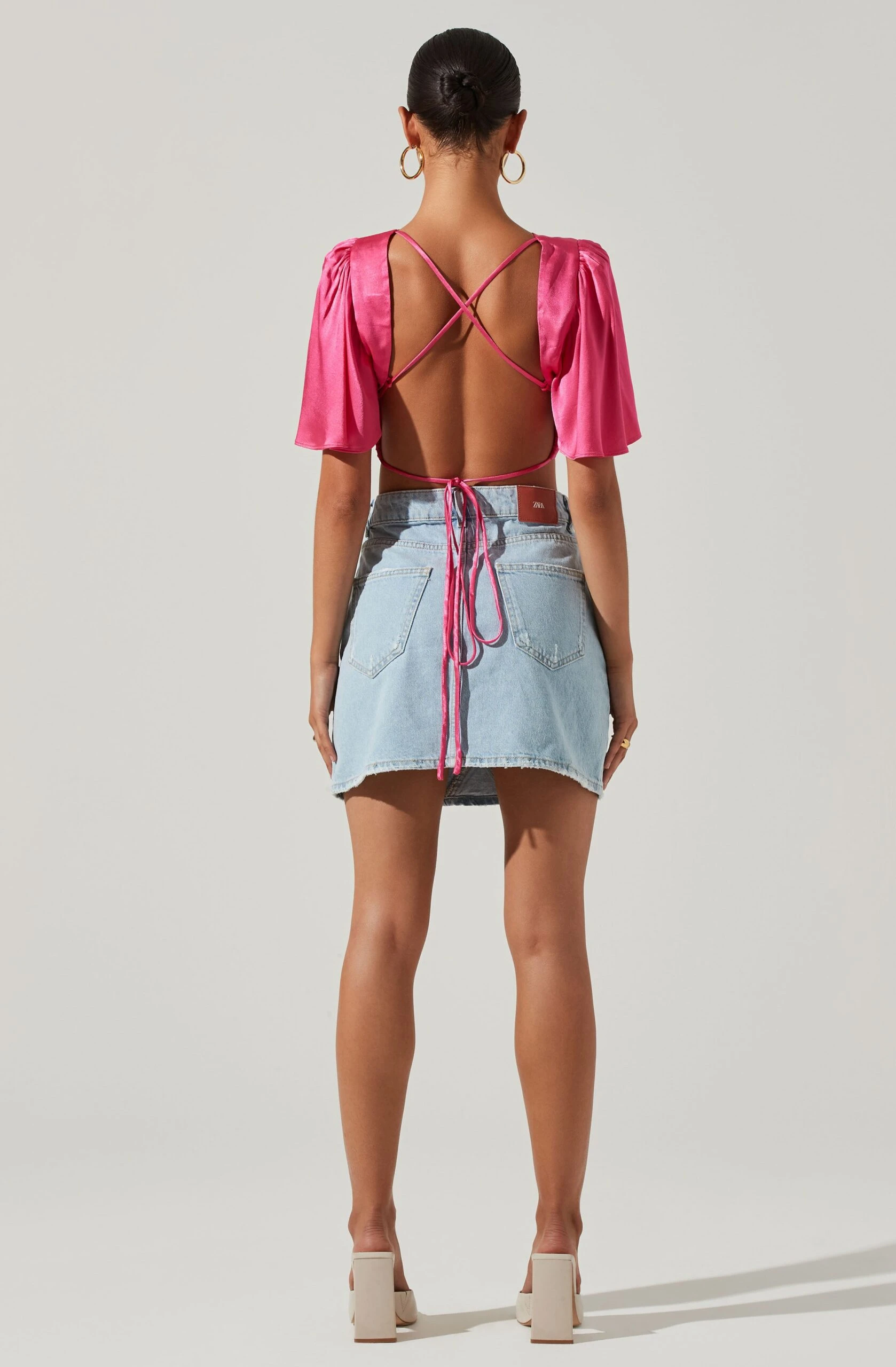 Zita Satin Open Back Crop Top 5 Zita Satin Open Back Crop Top - Image 3