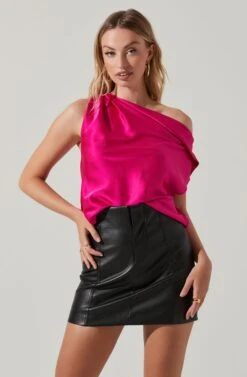 Ceres Satin Off Shoulder Top -Chic Ladies Wear Shop ACT17591 FUCHSIA 3