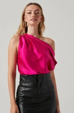 Ceres Satin Off Shoulder Top -Chic Ladies Wear Shop ACT17591 FUCHSIA 4