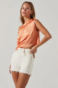 Ceres Satin Off Shoulder Top -Chic Ladies Wear Shop ACT17591 MELON 3