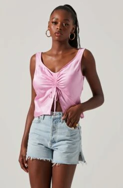 Julie Cinched Front Top 14 Julie Cinched Front Top -Chic Ladies Wear Shop ACT17607VR PINK 2