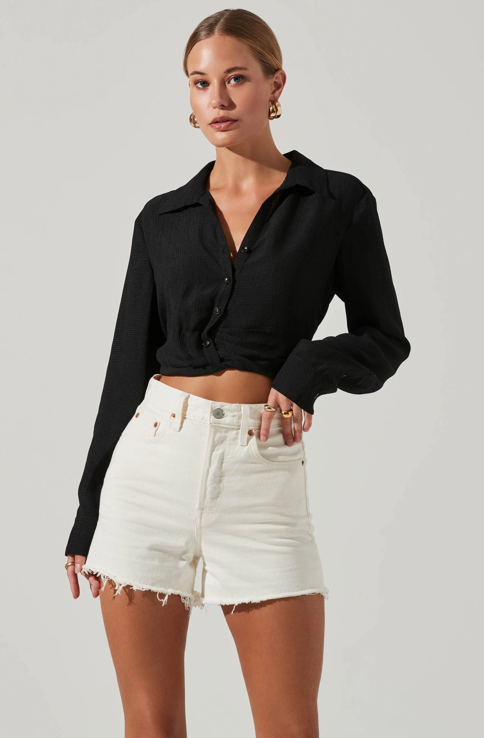 Camden Cropped Button Down Collared Top 7 Camden Cropped Button Down Collared Top - Image 5