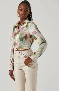 Camden Geo Print Button Down Top 9 Camden Geo Print Button Down Top -Chic Ladies Wear Shop ACT17611 GREENMULTIGEO 5 4