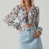 Loxley Floral Ruffle Long Sleeve Top -Chic Ladies Wear Shop ACT17620 BLUEMULTIFLORAL 2