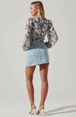 Loxley Floral Ruffle Long Sleeve Top -Chic Ladies Wear Shop ACT17620 BLUEMULTIFLORAL 5