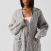 Charli Cable Knit Oversized Cardigan Sweater -Chic Ladies Wear Shop ACT17626 GRAY 3