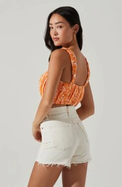 Daija Floral Square Neck Crop Top -Chic Ladies Wear Shop ACT17631 SUNKISSEDORANGEFLR 3
