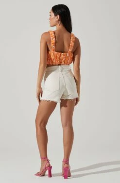 Daija Floral Square Neck Crop Top -Chic Ladies Wear Shop ACT17631 SUNKISSEDORANGEFLR 4