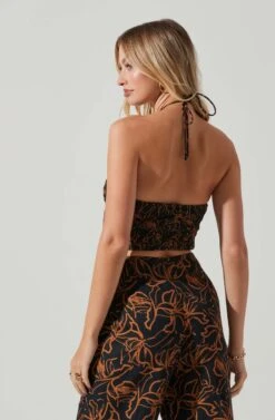 Allene Ruched Halter Top 13 Allene Ruched Halter Top -Chic Ladies Wear Shop ACT17632 BLACKRUSTPRINT 5