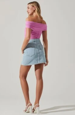 Cornelia Ruched Off Shoulder Bodysuit -Chic Ladies Wear Shop ACT17694 PINK 6