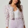 Brea Floral Quilted Cropped Puff Sleeve Jacket -Chic Ladies Wear Shop ACT17697 LILACCORALMULTI 1 3