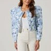 Alena Quilted Cropped Puff Sleeve Jacket -Chic Ladies Wear Shop ACT17703 BLUEABSTRACT 1 4