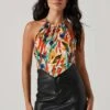 Evalina Abstract Print Halter Top 2 Evalina Abstract Print Halter Top -Chic Ladies Wear Shop ACT17714 ORANGEGREENMULTI 2
