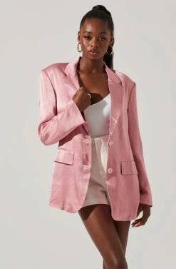 Kimia Satin Oversized Blazer 28 Kimia Satin Oversized Blazer -Chic Ladies Wear Shop ACT17722 PINK 3