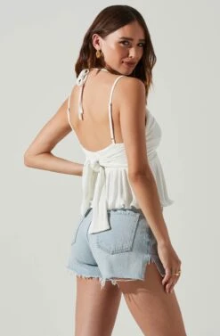 Raine Pleated Tie Halter Top -Chic Ladies Wear Shop ACT17724 WHITE 3