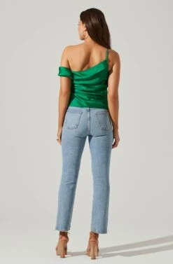 Shion Satin Off Shoulder Top -Chic Ladies Wear Shop ACT17761 GREEN 5