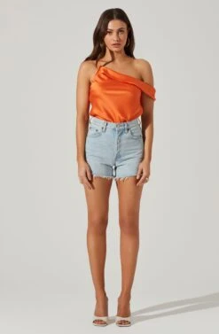 Shion Satin Off Shoulder Top -Chic Ladies Wear Shop ACT17761 ORANGE 2