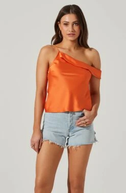 Shion Satin Off Shoulder Top -Chic Ladies Wear Shop ACT17761 ORANGE 3