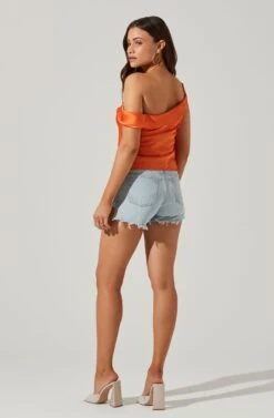 Shion Satin Off Shoulder Top -Chic Ladies Wear Shop ACT17761 ORANGE 6