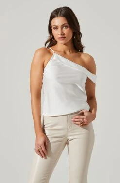 Shion Satin Off Shoulder Top -Chic Ladies Wear Shop ACT17761 WHITE 3