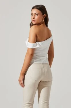 Shion Satin Off Shoulder Top -Chic Ladies Wear Shop ACT17761 WHITE 5