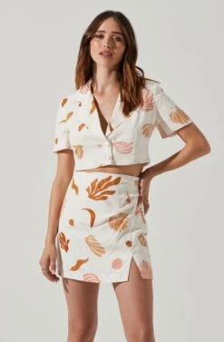 Kiria Cropped Jacket -Chic Ladies Wear Shop ACT17762P BROWNPINKCREAM 3