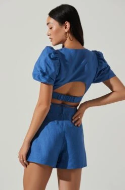 Nuria Puff Sleeve Top 13 Nuria Puff Sleeve Top -Chic Ladies Wear Shop ACT17765 BLUE 3