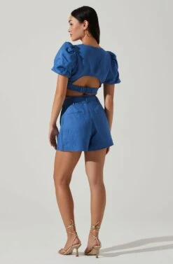 Nuria Puff Sleeve Top 12 Nuria Puff Sleeve Top -Chic Ladies Wear Shop ACT17765 BLUE 4