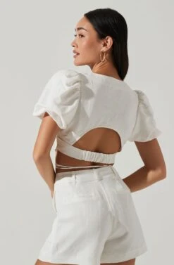 Nuria Puff Sleeve Top 17 Nuria Puff Sleeve Top -Chic Ladies Wear Shop ACT17765 OFFWHITE 3