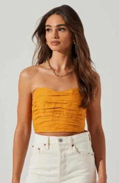 Jessamine Ruched Tube Top -Chic Ladies Wear Shop ACT17769 MUSTARD 3