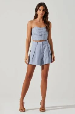 Jessamine Ruched Tube Top -Chic Ladies Wear Shop ACT17769 SLATEBLUE 1