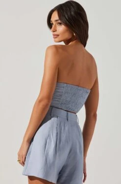 Jessamine Ruched Tube Top -Chic Ladies Wear Shop ACT17769 SLATEBLUE 5