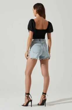 Amadia Puff Sleeve Crop Top 14 Amadia Puff Sleeve Crop Top -Chic Ladies Wear Shop ACT17781 BLACK 5