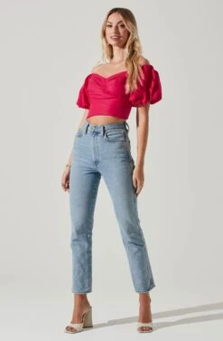 Laurana Off Shoulder Puff Sleeve Top -Chic Ladies Wear Shop ACT17789 FUCHSIA 1