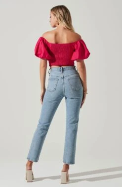 Laurana Off Shoulder Puff Sleeve Top -Chic Ladies Wear Shop ACT17789 FUCHSIA 5