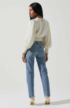 Wrenley Twist Front Puff Sleeve Top 30 Wrenley Twist Front Puff Sleeve Top -Chic Ladies Wear Shop ACT17827 CREAM 5