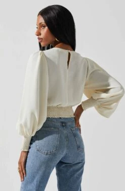Wrenley Twist Front Puff Sleeve Top 31 Wrenley Twist Front Puff Sleeve Top -Chic Ladies Wear Shop ACT17827 CREAM 6