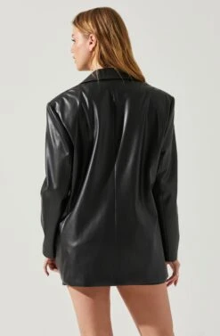 Ezra Faux Leather Oversized Blazer -Chic Ladies Wear Shop ACT17828 BLACK 6